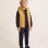 Hooded puffer vest with front zip for children, mustard yellow