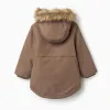 Hooded parka with sherpa lining for boys, greyish-brown