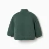 Reversible puffer jacket with sherpa for boys, dark green