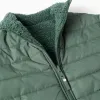 Reversible puffer jacket with sherpa for boys, dark green
