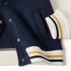 Brushed bomber jacket with print for boys, navy blue/white/yellow