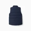 Puffer vest with polar fleece lining and pockets for boys, navy blue