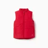 Puffer vest with polar fleece lining and pockets for boys, red
