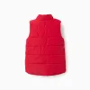 Puffer vest with polar fleece lining and pockets for boys, red