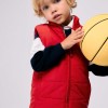 Puffer vest with polar fleece lining and pockets for boys, red