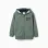 Cotton hooded jacket with ZY bouclé embroidery for boys, dark green