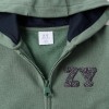 Cotton hooded jacket with ZY bouclé embroidery for boys, dark green