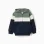Brushed hooded jacket with colour block for boys, green/white/blue