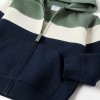 Brushed hooded jacket with colour block for boys, green/white/blue