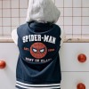 Brushed hooded bomber jacket Spider-Man for boys, navy blue/white
