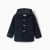 Wool effect duffle coat with pockets B&S for boys, navy blue