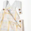 Checked cotton dungarees B&S for baby boys, white/yellow/blue/red
