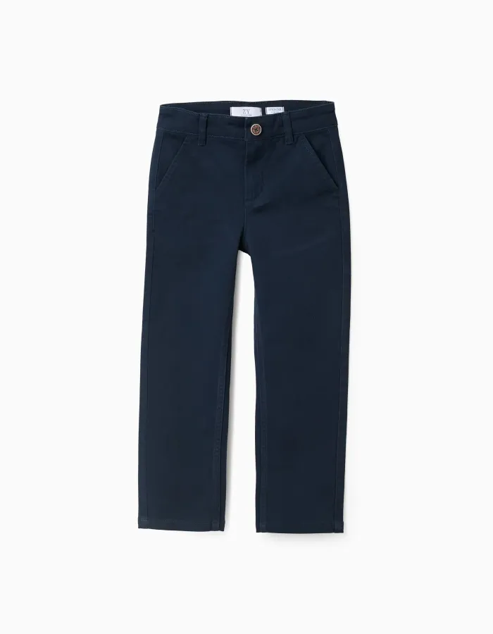 Twill Chino Trousers for Boys 'Slim Fit', Dark Blue