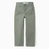Twill Chino Trousers for Boys 'Slim Fit', Green