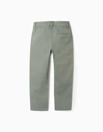 Twill Chino Trousers for Boys 'Slim Fit', Green