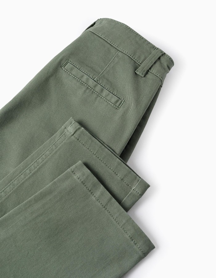 Twill Chino Trousers for Boys 'Slim Fit', Green