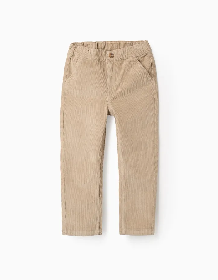 Corduroy Chino Trousers for Boys 'Straight Fit', Beige