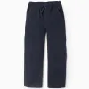 Cargo Trousers with Elasticated Waist and Drawstring for Boys, Dark Blue