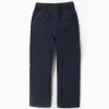 Cargo Trousers with Elasticated Waist and Drawstring for Boys, Dark Blue