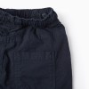 Cargo Trousers with Elasticated Waist and Drawstring for Boys, Dark Blue