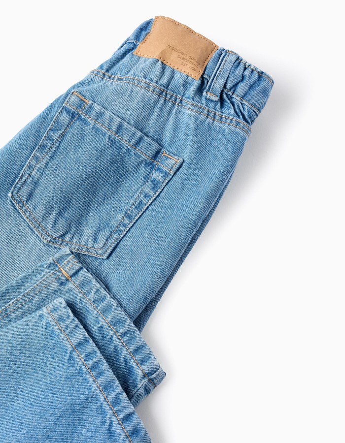 Cotton Denim Trousers for Boys 'Baggy Fit', Blue