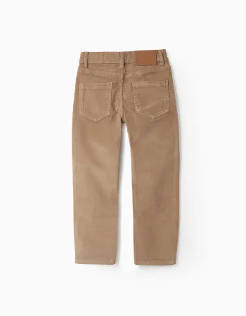 Corduroy trousers 'slim fit' for boys, dark beige