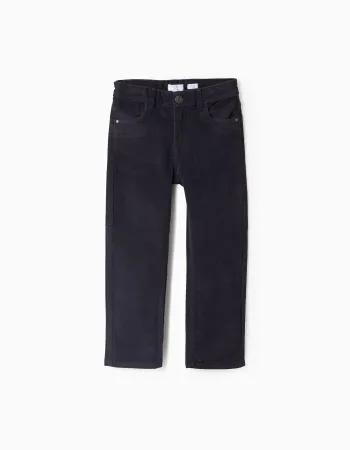 Corduroy trousers 'slim fit' for boys, dark blue