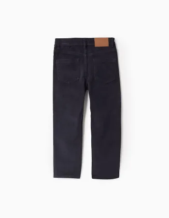 Corduroy trousers 'slim fit' for boys, dark blue