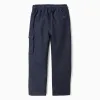 Chevron Interlock Trousers for Boys 'Straight', Dark Blue