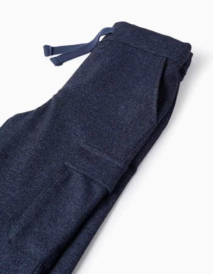 Chevron Interlock Trousers for Boys 'Straight', Dark Blue