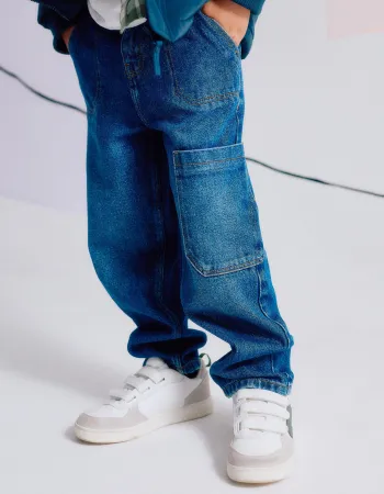 Cargo Jeans in Cotton for Boys 'Baggy Fit', Blue
