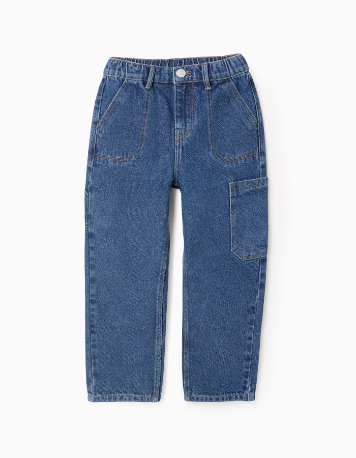 Cargo Jeans in Cotton for Boys 'Baggy Fit', Blue