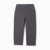 Baggy twill chino trousers B&S for boys, dark grey