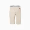 Pants cotton, front button, slant pockets, striped tape