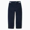 Slim fit twill chino trousers with striped tape for boys, dark blue