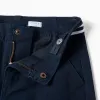 Slim fit twill chino trousers with striped tape for boys, dark blue