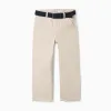 Slim fit twill chino trousers with belt for boys, light beige