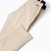 Slim fit twill chino trousers with belt for boys, light beige