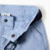Twill midi shorts with belt for baby boys, light blue