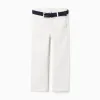 Slim fit twill chino trousers with belt for boys, white