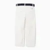 Slim fit twill chino trousers with belt for boys, white