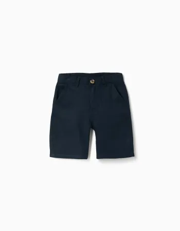 SHORTS LINEN, DARK BLUE