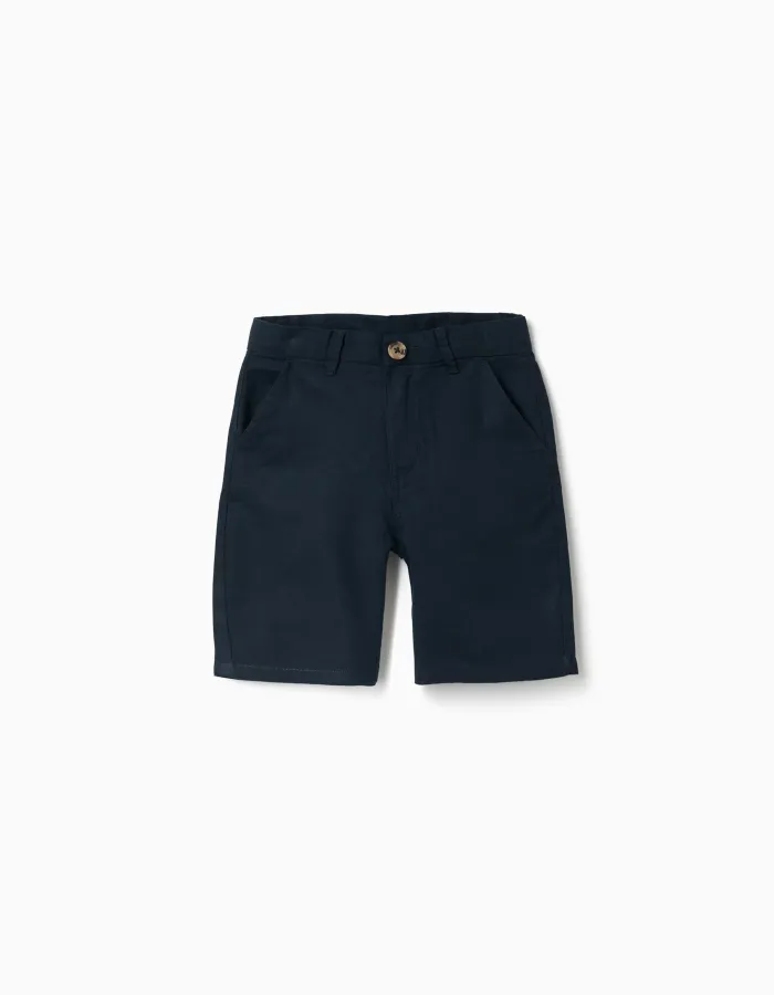 SHORTS LINEN, DARK BLUE