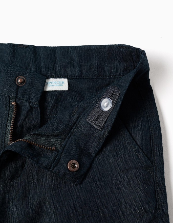 SHORTS LINEN, DARK BLUE