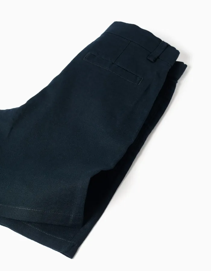SHORTS LINEN, DARK BLUE