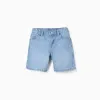 Cotton denim midi shorts with pockets for boys, light blue