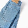 Cotton denim midi shorts with pockets for boys, light blue