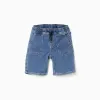 Midi denim shorts with drawstring for boys, blue