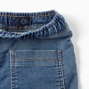 Midi denim shorts with drawstring for boys, blue