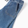 Midi denim shorts with drawstring for boys, blue
